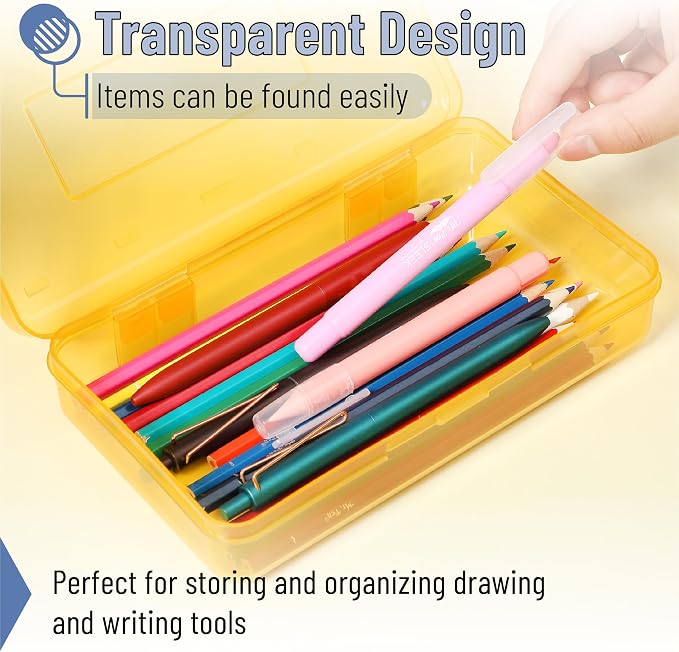 Mr. Pen- Plastic Pencil Case Box, 2 Pack, Large Crayon Marker Pen Organizer | Plastic Bead Organizing Container with Snap-Tight Lids, Clear Craft Storage Boxes, School Supplies - Image 5