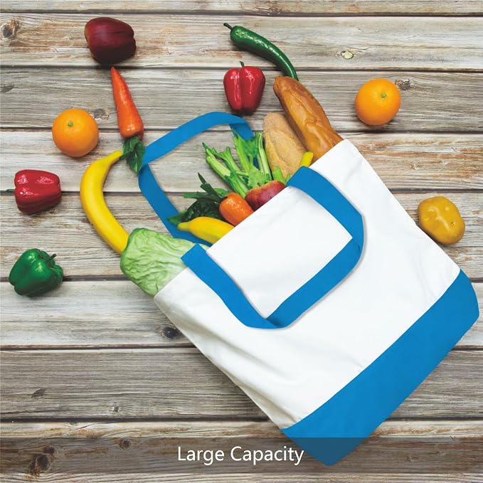 TOPDesign 3-Pack Super Strong Large 12oz Cotton Canvas Tote Bags, Reusable Grocery Shopping Cloth Bags, Fashionable Two-Tone Totes for Crafts, DIY Your Creative Designs - Image 5