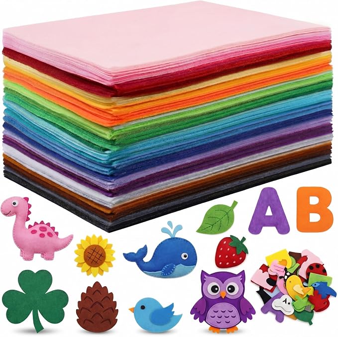 Reginary 120 Pcs 8 x 16 Inch Felt Sheets Bulk for Craft 40 Assorted Color Felt Fabric Squares Stiff Paper for Back to School Festival Holiday DIY Craft Sewing Patchwork by Reginary