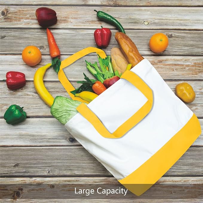 TOPDesign 1-Pack Super Strong Large 12oz Cotton Canvas Tote Bag, Reusable Grocery Shopping Cloth Bag, Fashionable Two-Tone Tote for Crafts, DIY Your Creative Designs - Image 3