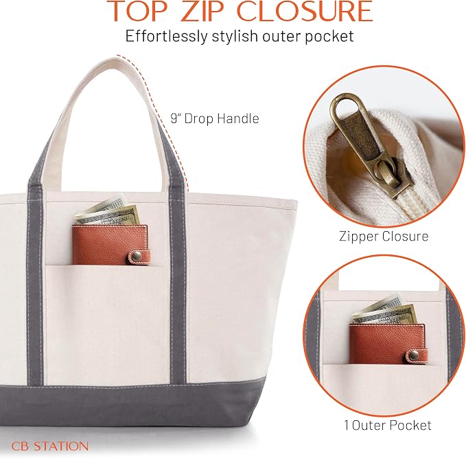 CB STATION Large Classic Tote - Canvas Tote Bag for Women - Multi-Colored Design, Perfect for Travel and Shopping - Image 4