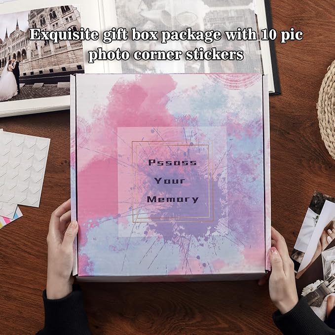 Pssoss Large Linen DIY Scrapbook Album with Writing Space,100 Pages, Gray | Fits 3x5, 4x6, 5x7, 6x8, and 8x10 photos for baby, wedding, family, children, anniversary, and memory keeping. - Image 6