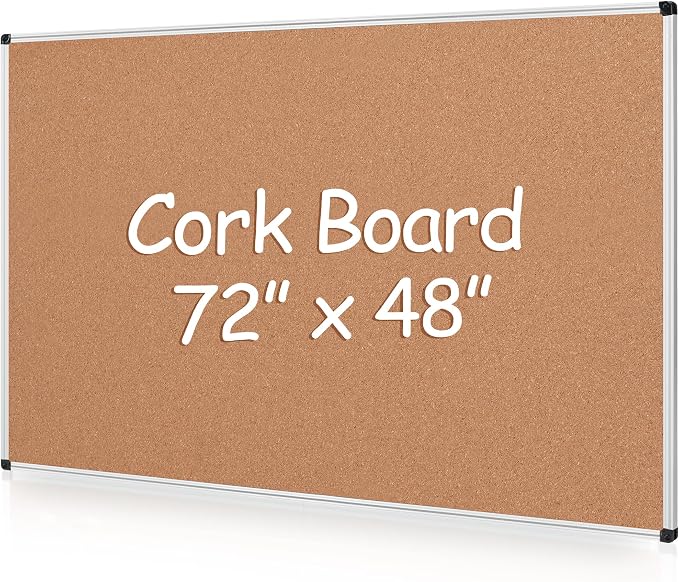 Extra Large Cork Bulletin Board 72" X 48", Silver Aluminum Framed 6'x4' Corkboard for Wall, Wall Mounted Notice Pin Board with 18 Push Pins for School, Home & Office by Justdowhatyouwanttodo
