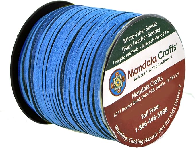 Mandala Crafts Faux Suede Cords Blue Leather Cords for Jewelry Making - 2.65mm Leather Laces Leather Strips Flat Vegan Leather Strings for Dream Catchers Supplies - Image 2