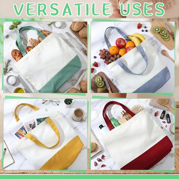 Epakh Canvas Tote Bags Bulk 18.5 x 15 Inch Reusable Grocery Shopping Bags Tote Luggage for Shopping - Image 5