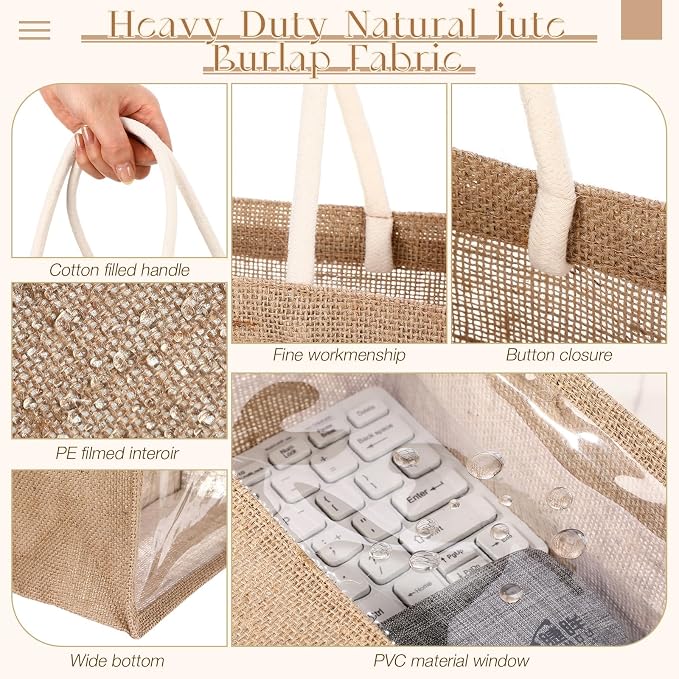 Reginary 16 Pcs Jute Tote Natural Burlap Gift Bags for Bridesmaid Wedding - Image 5