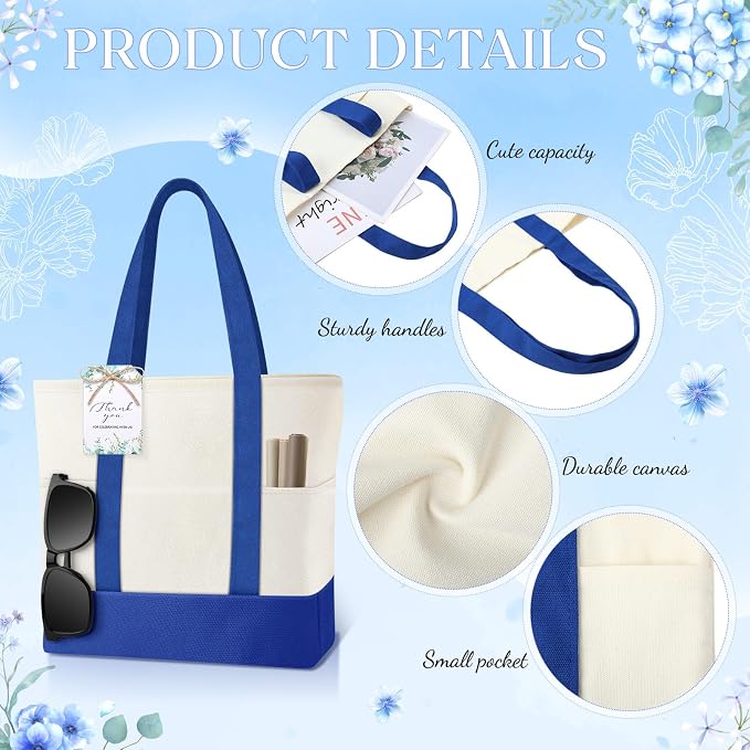 Shinylin Mini Canvas Tote Bags with 2 Pockets | Bulk Small Sublimation Canvas Tote, Reusable Grocery Bag for Women, DIY Craft - Image 4