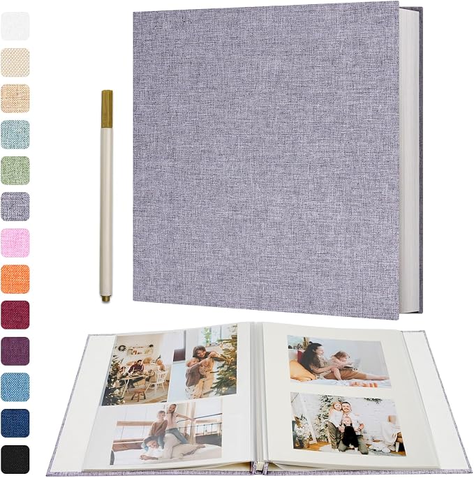 Vienrose Self Adhesive Photo Album, 60 Pages, 11 x 10.6 in, Grey | Scrapbook Album, 30 Sheets, 3x5 4x6 5x7 8x10 Photos, Metallic Pen, DIY Memory Book, Wedding Album, Family Photos by Vienrose