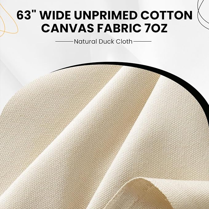 AK Trading CO. | Premium 7oz Natural Cotton Duck Canvas Fabric | 60'' Wide | Arts & Crafts, Upholstery, Home Projects - Lightweight & Durable - Perfect for Crafts, Apparel, and Décor - 10 Yards - Image 5