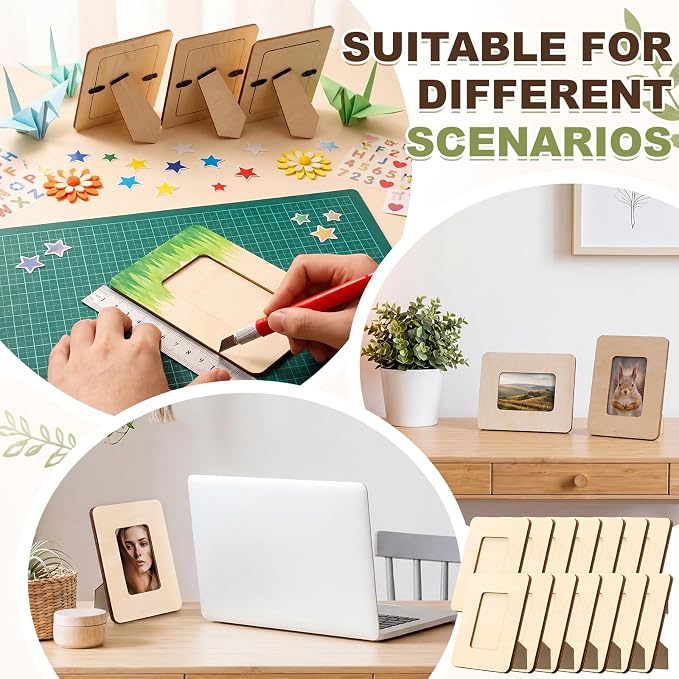64 Pack Small Wooden Picture Frames for Crafts Bulk 2" x 3" Photos DIY Wood Craft Picture Frames Mini Unfinished Standing Photo Frame for Wedding Birthday Party Gifts - Image 5