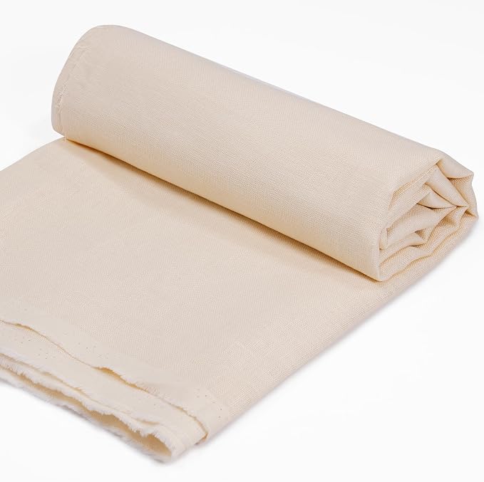 Pllieay Off-White Linen Needlework Fabric for Tablecloth (57 by 39 Inch) | Needlework, Dressmaking, Skirts, Bag, Embroidery, Tablecloths and Garments Craft by Pllieay