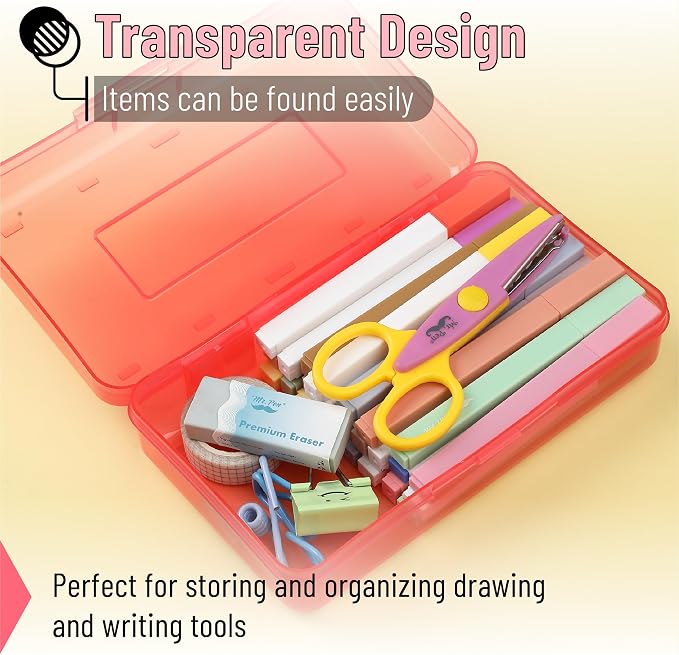 Mr. Pen- Plastic Pencil Case Box, 6 Pack | Large Crayon Marker Pen Organizer Bulk, Plastic Bead Organizing Container with Snap-Tight Lids, Clear Craft Storage Boxes - Image 5
