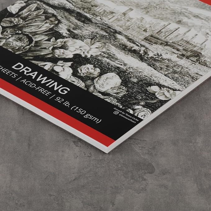 SoHo Urban Artist Softcover Drawing Pad - 12"x18", 24 Pack w/576 Sheets Total - 92 lbs/150gsm, Mixed Media, Dual-Sided, Acid-Free, Wire-Bound, Micro-Perforated, Repeated Erasing & Reworking - Image 4