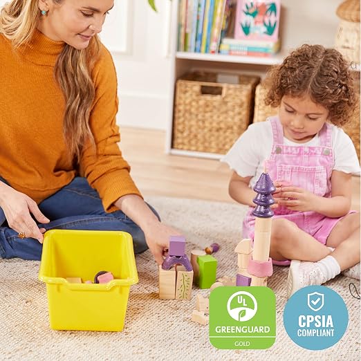 ECR4Kids Scoop Front Storage Bin, Multipurpose Organization, Yellow, 5-Piece - Image 6
