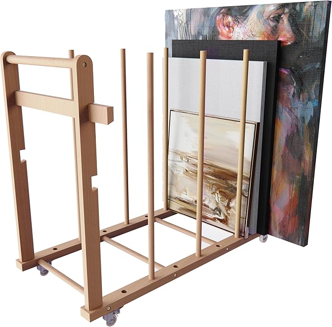 Art Storage Rack, Art Canvas Storage, Art Drying Rack, Canvas Boards Rack Art Storage with Handle & Caster Wheels for Drawing Board, Panel, Paper Pad for Art Studios, Artworks, Gallery by UNZERO