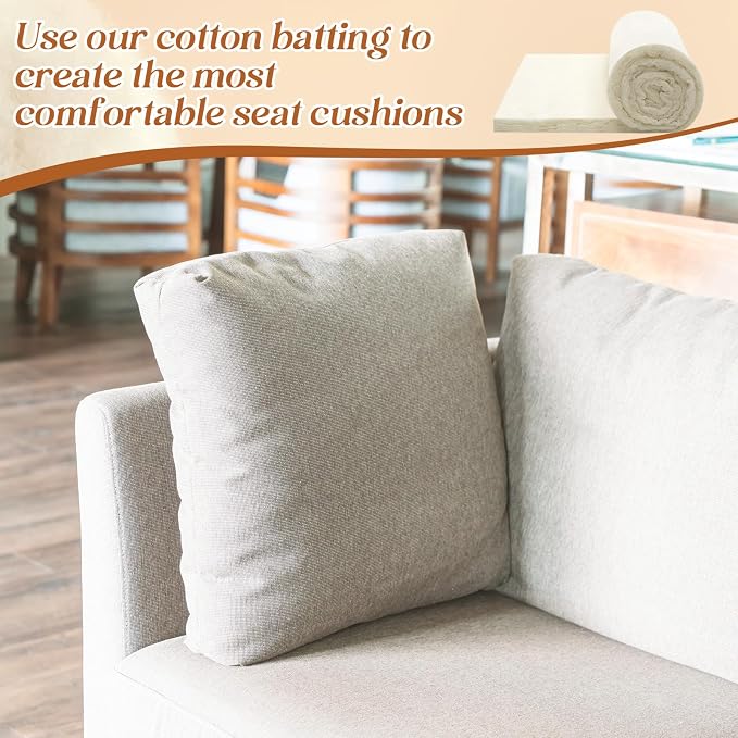 Peryiter 1 Roll 27 Inch x 4 Yard x 1 Inch Thick Cotton Upholstery Batting Quilt Batting Cotton Batting Bolt for Cushion Pillows Bedspreads Interior Decoration Crafts - Image 5