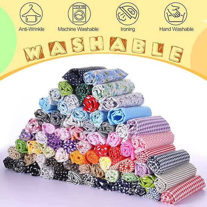 Macarrie 70 Pcs Cotton Fat Quarters Quilting 20 x 20 Inch Fabric Bundles Floral Printed Cloth Sewing Supplies Multicolor Fabric Squares for DIY Quilting Patchwork Scrapbooking Craft - Image 4