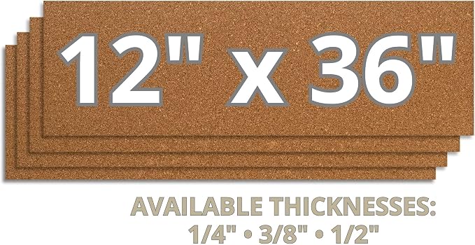 Manton Cork 12" x 36" x 1/4" Thick Cork Sheets (4-Pack) with Adhesive Strips, 100% Natural and Sustainable Cork Bulletin Boards. Perfect for Home, School, and Office - Image 3