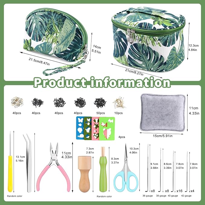 IMZAY Needle Felting Kit for Beginners, 50 Colors Wool Roving Kit | 304 Pcs Needle Felting Starter Kit, Needle Felting Tools with 2 Bags, Felt Tools for Felted Animal Needle Felting Supplies - Image 2
