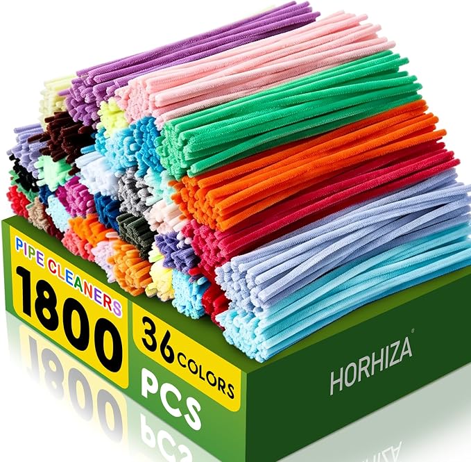 1800 PCS 36 Colors Pipe Cleaners | Pipe Cleaners Bulk for Crafts, Multi-Color Chenille Stems for Projects Creative DIY Room Decor(12inch*6mm) by Unknown