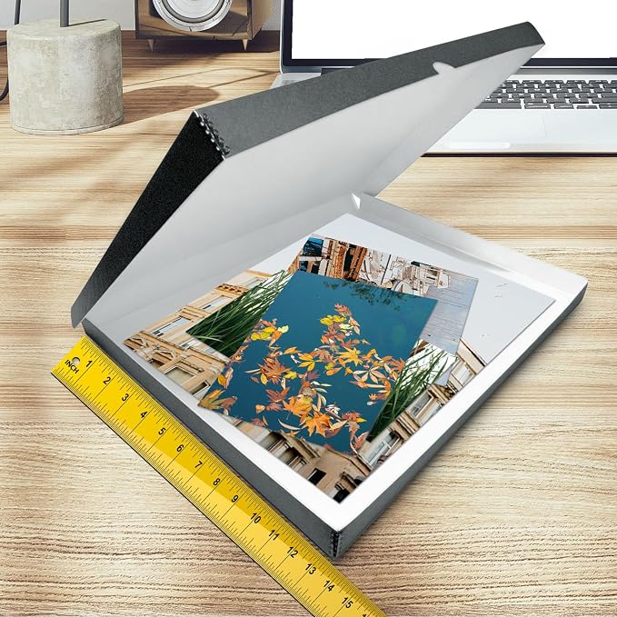 Golden State Art, Clamshell Archival Folio Storage Box 13x19, Gray | Acid-Free Photo Box with Metal Edge Corner, Preserve And Store Paper Documents Cards Prints Arts and Crafts DIY Projects - Image 3