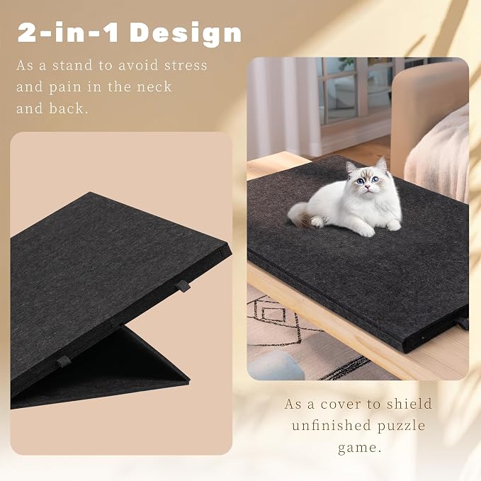 Lavievert 1500 Piece Tilting Puzzle Board with 6 Color Drawers - Dark Gray | 2-in-1 Designed Stand & Cover, Lightweight & Portable, Felt Mat Plateau Storage Jigsaw Table with Non-Slip Surface for Adults - Image 2