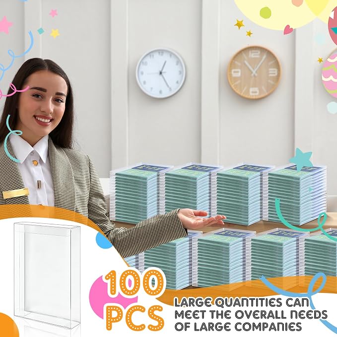 Sintuff 100 Pcs Clear Card Box Greeting Card Storage Boxes Clear Plastic picture display for Greeting Cards 5.39 x 7.36 x 1 Inches Photo Storage Box Rectangle Small Boxes for Favors - Image 3
