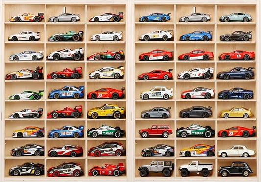 for Hotwheels Wooden Display Case,54 Space 1/64 Scale Toy Car Display Case Fit for Hotwheels Wooden Storage Display Shelf for Toy Cars Wall Mount Model Car Display Organizer Fit for Matchbox Diecast