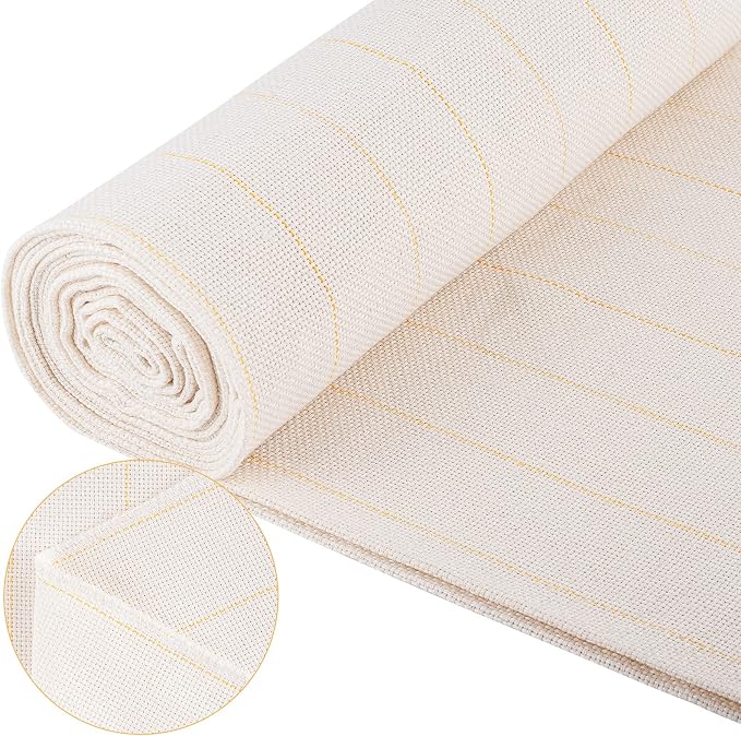 39.4×197in Durable Yet Forgiving Overlocking Tufting Cloth with Marked Line | Biubee Large Primary Monks Cloth Punch Needle Fabric for DIY Tufting Rug Tufting Gun, Beginners and Experts by Biubee