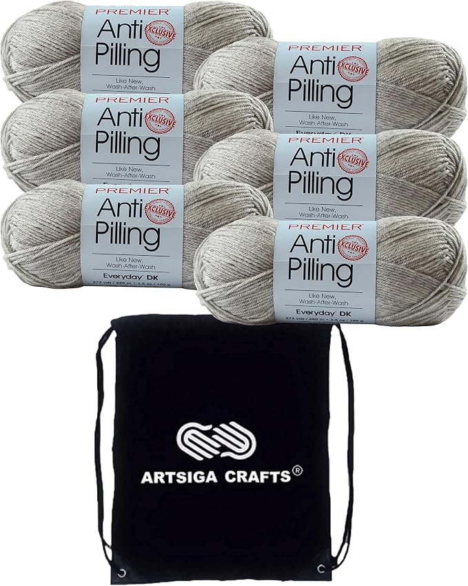 Premier Yarns Anti-Pilling Everyday DK Cloudy Day 1107-29 | 6 Skeins, Same Dye Lot, Project Bag, #3 DK, 100% Anti-Pilling-Acrylic, Ideal for Crochet or Knitting Baby Blankets, Toys by Premier