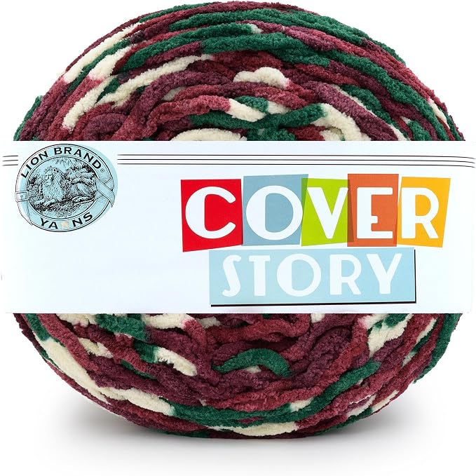 Lion Brand Yarn, Cover Story Blanket Yarn, Hearthside, Multicolor, 1 Pack | Soft Super Bulky Blanket Crochet & Knit Fiber for Chunky Afghans, Plush Amigurumi Stuffed Animals, Pillows, Christmas Theme by LionBrandYarn