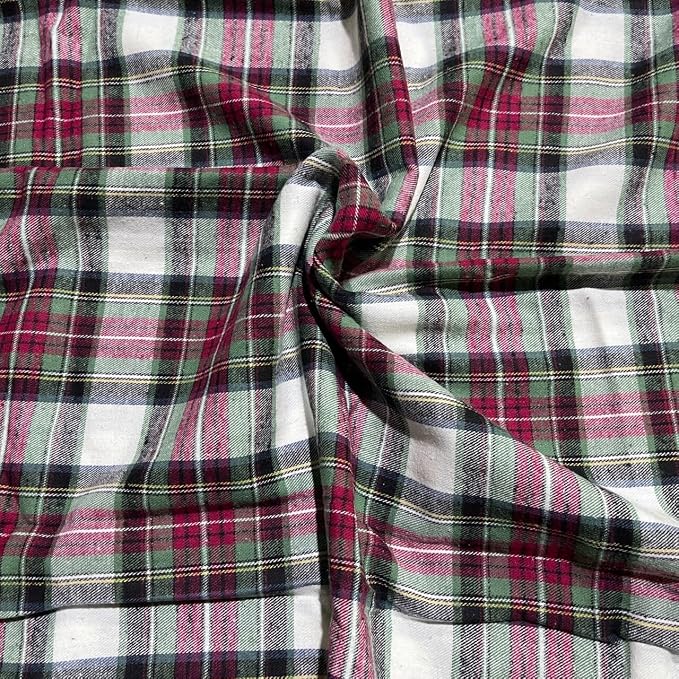FabricLA 100% Cotton Flannel Fabric 60" Wide 180 GSM Lightweight - Super Soft Fabric for Sewing Quilts Pajamas Blankets Shirts and Crafts - Soft Check, Style 1-5 Yard Pre Cut by FabricLA