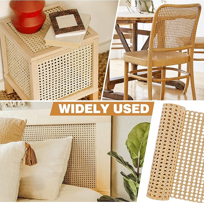 18" Width x 3.3 Feet Cane Rattan Webbing Roll for Caning Projects, Cane Webbing Sheet, Natural Pre-Woven Open Mesh for Furniture Chair Cabinet Ceiling Bed Door - Image 6