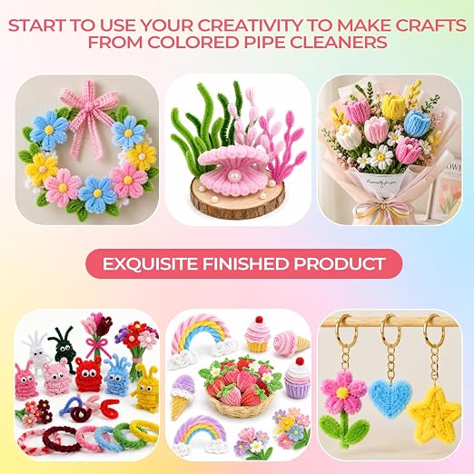 Libima 3800 Pcs Pipe Cleaners Bulk 10 Colors 12" Fall Pipe Cleaners Craft Set Chenille Stems Flower Kit 6mm Colorful Thanksgiving Day Autumn Gift Fuzzy Sticks Party Supply for DIY Art (Macaron) - Image 3