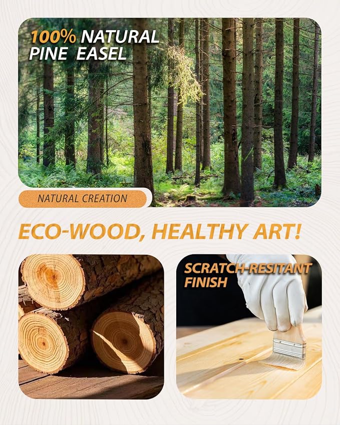 Pine Wood A-Frame Art Easel Stand,Foldable Wooden Easel for Painting,Walnut | Adjustable wooden painting easel hold up to 41"canvas,Wood easel for display home studio outdoor wedding student adult artist - Image 4