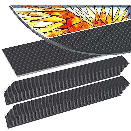 216 Ft Self-Adhesive Glass Lead Lines, Silicone Stained Glass Leading Strips (12" x1/8" per Strip) – 18 Sheets for DIY Window, Bottle, Vase Painting, 216 Strips Total