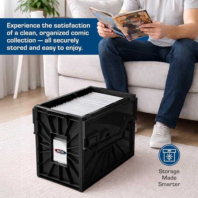 BCW Comic Bin, Black - Holds 150 Comics, Acid Free Storage and Organizer, Heavy Duty Plastic, Stackable, Includes Partition - Image 7