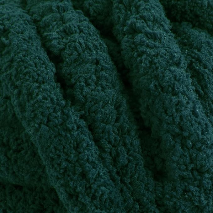 HOMBYS Dark Green Chunky Chenille Yarn for Crocheting, Bulky Thick Fluffy Yarn for Knitting,Super Bulky Chunky Yarn for Hand Knitting Blanket, Soft Plush Yarn, 12 Jumbo Pack (27 yds,8 oz Each Skein) - Image 9