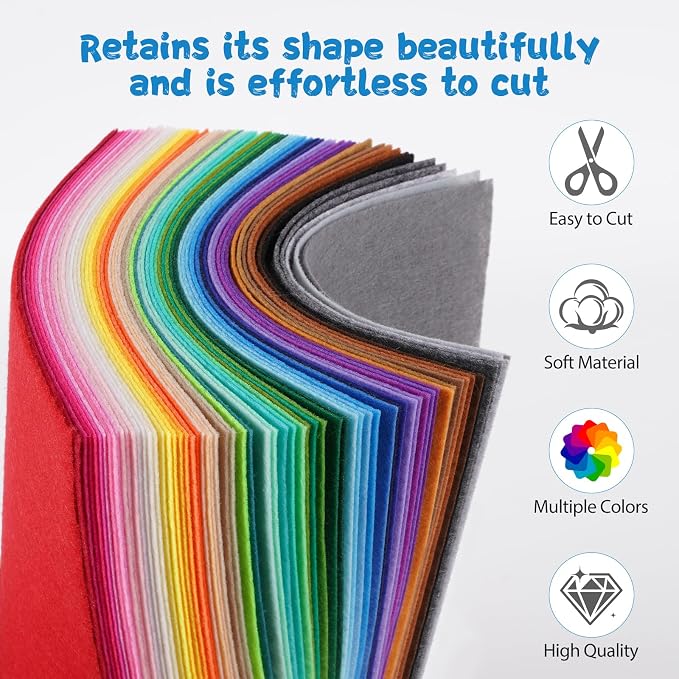 12x8 Inch 40 Pcs Felt Sheets for Crafts, 40 Colors Craft Supplies | Kotay - Image 3