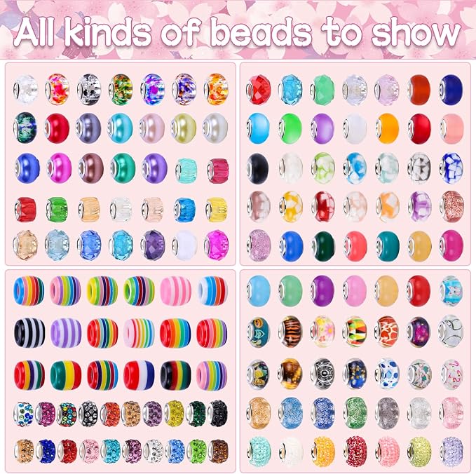 Aipridy 500 Pcs Large Hole European Beads, Craft Supplies Kit，Assorted Mixed Color Lampwork Spacer Beads for DIY Bracelet Jewelry Making (500, Mixed) - Image 2