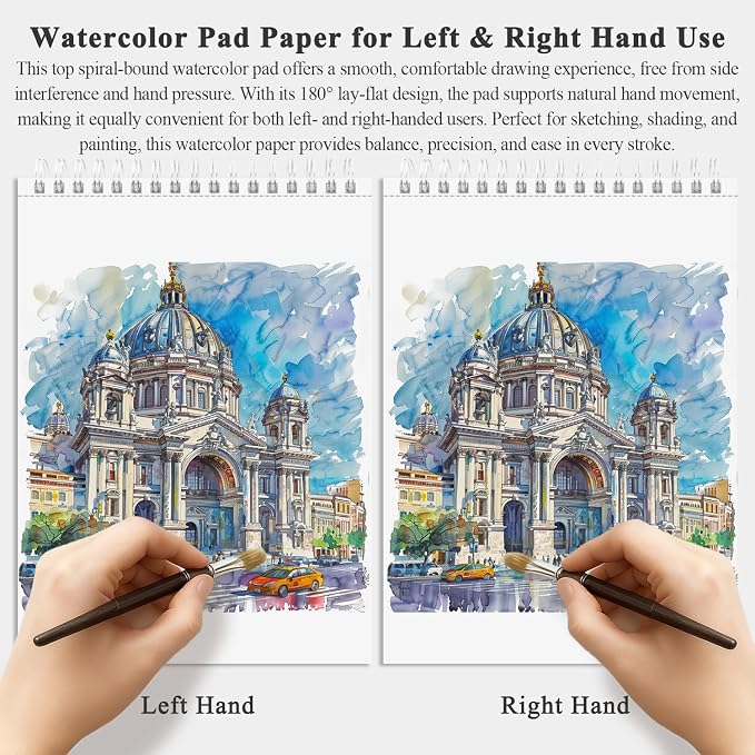 Fuxi Watercolor Notebook 8.5" x 11", 140 lb Cold Press Watercolor Paper, 32 Sheets (64 Pages) Water Color Paper Pad, Art Supplies for Adults Painting, Gouache & Ink. - Image 5