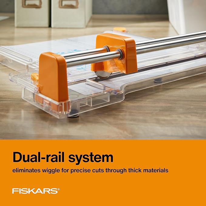 Fiskars ProCision Folding Rotary Bypass Paper Cutter, 12" Cut Length | Cuts Thick Materials, Self-Sharpening Paper Trimmer for Photos, Crafting & Scrapbooking, Arts and Crafts Supplies - Image 2