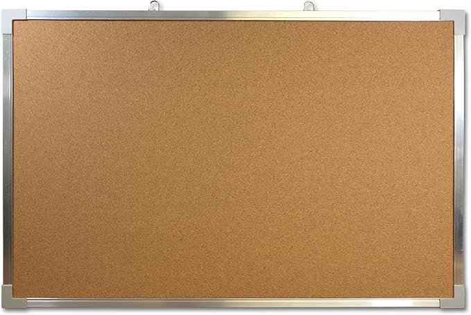 Flipside Products 24" x 36" (2' x 3') Cork Bulletin Board, Silver Aluminum Framed, Message and Vision Board, Memo Pin, Hanging Wall Mounted by FlipsideProducts