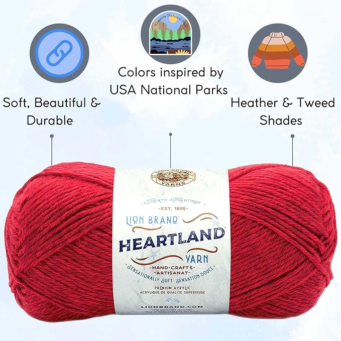 Lion Brand Yarn Heartland 136-113 Redwood | 6 Skeins, Same Dye Lot, Project Bag, CYC #4 Worsted, 100% Acrylic, Ideal for Crochet, Knitting Scarves, Blankets - Image 2