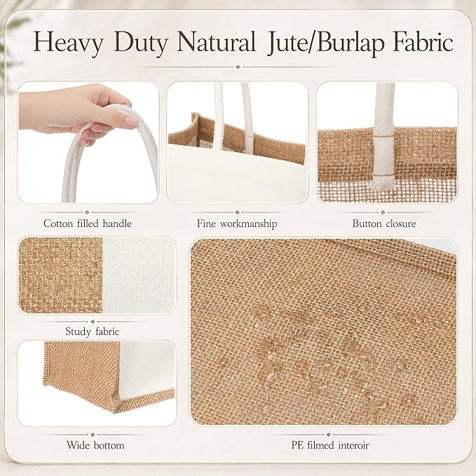 Reginary 16 Pcs Jute Tote Natural Burlap Gift Bags for Bridesmaid Wedding - Image 7