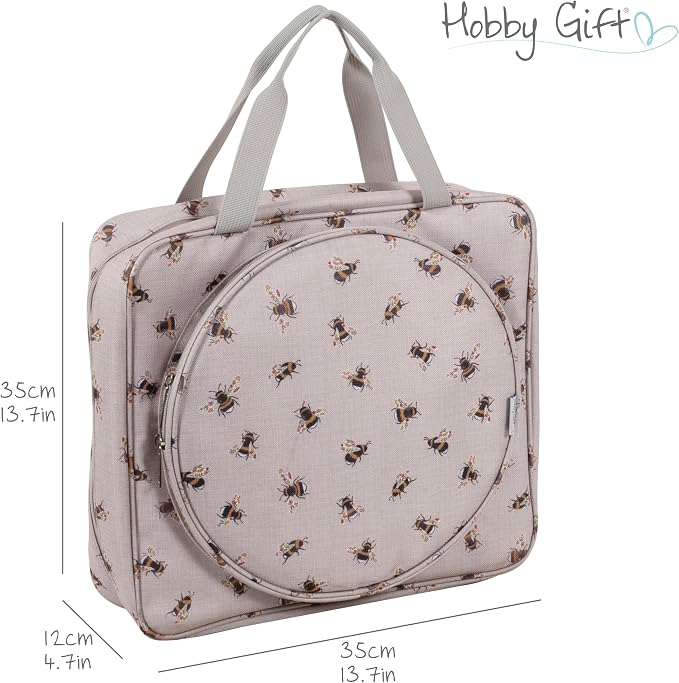 Hobby Gift Craft Bag with Embroidery Hoop Storage - Sewing and Embroidery Project Bag with Zipper Compartments, Storage for Hoops, Threads and Accessories - Image 5