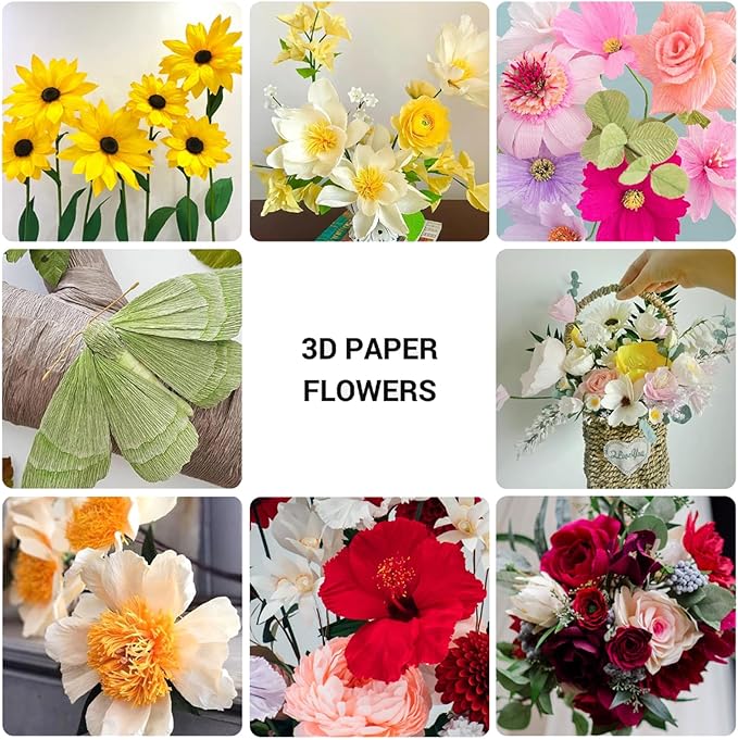 Heavy Crepe Paper for Flower Making, DIY Crafts | Italian-Quality Crepe Paper with 300% Stretch | Papel Crepe de Colores Paquete (10 Rolled, Muticolor) - Image 6