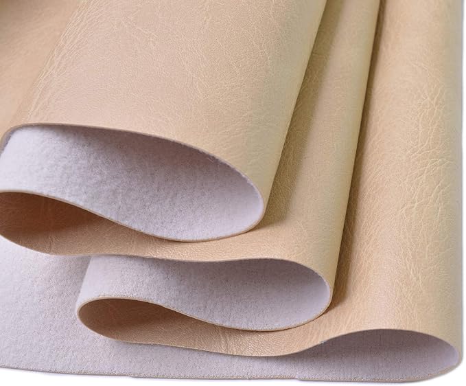 Wento Thick Faux Leather Fabric Soft Skin Grain PU Leather for Furniture Cover Reupholster Sofa Chairs Cushions Vinyl Upholstery (1 Yard, Beige) by Wento