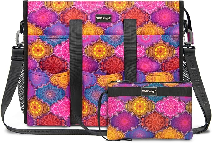 TOPDesign Utility Water Resistant Tote Bag with 22 Pockets, Top Zipper Closure & Thick Bottom Support, for Working Women by TOPDesign