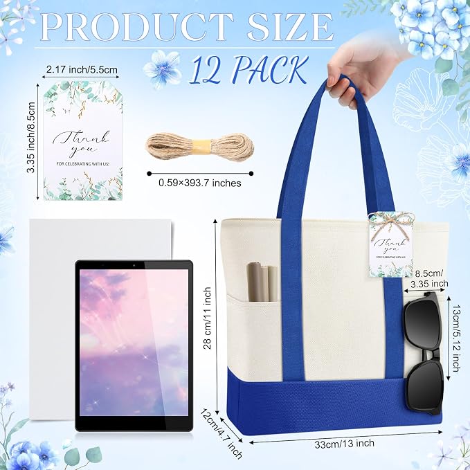 Shinylin Mini Canvas Tote Bags with 2 Pockets | Bulk Small Sublimation Canvas Tote, Reusable Grocery Bag for Women, DIY Craft - Image 2